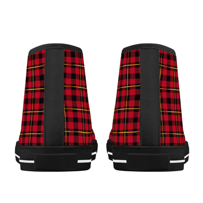 Red Plaid - Mens High Top Canvas Shoes