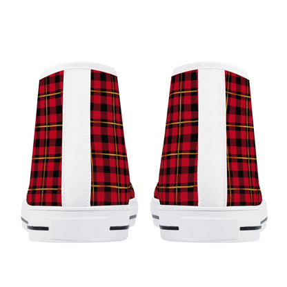 Red Plaid - Mens High Top Canvas Shoes