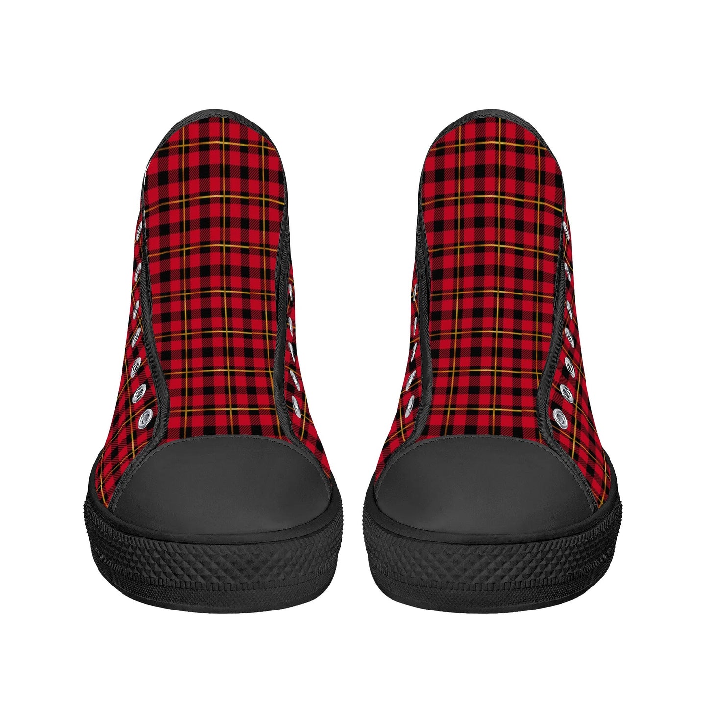 Red Plaid - Mens High Top Canvas Shoes