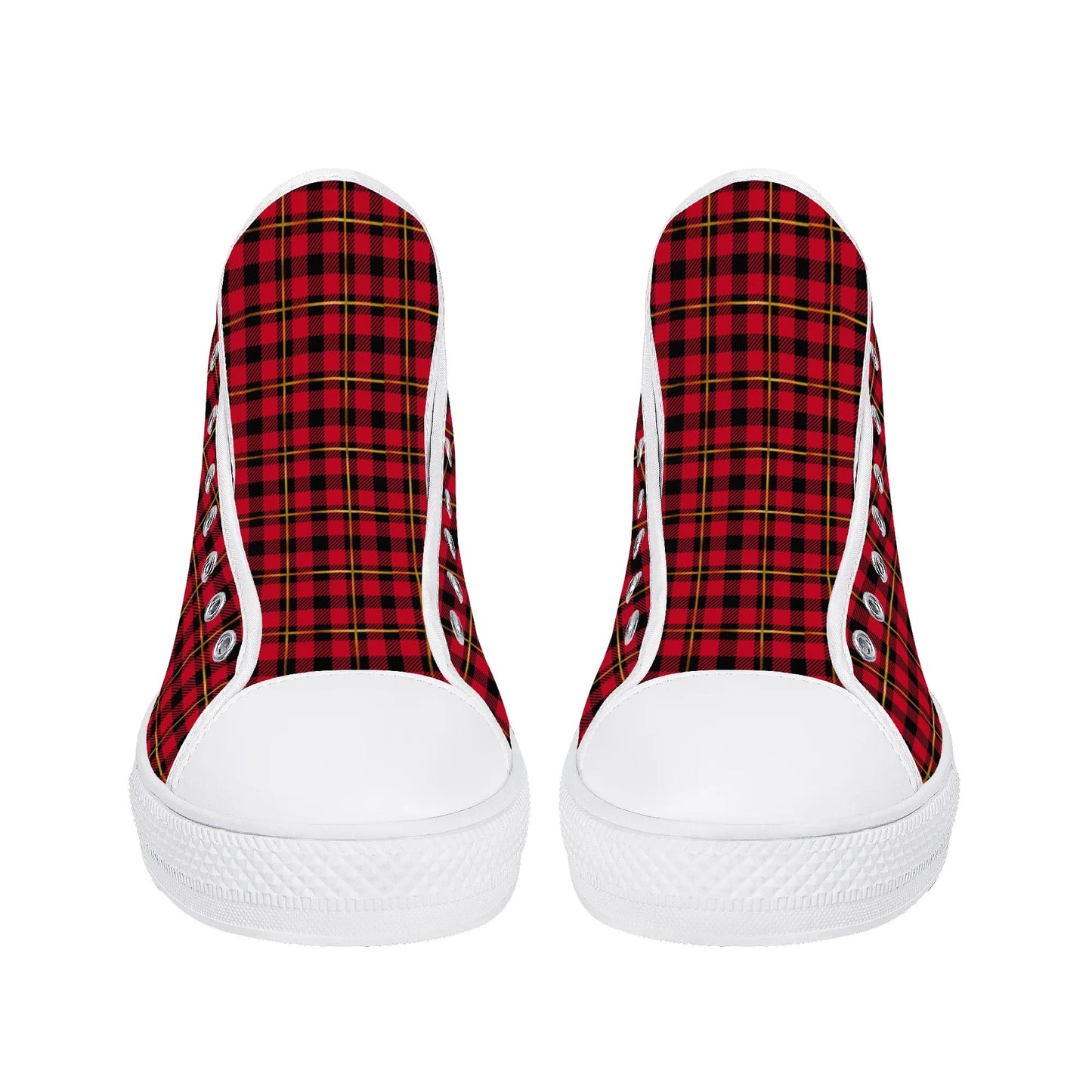 Red Plaid - Mens High Top Canvas Shoes