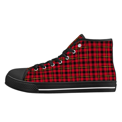 Red Plaid - Mens High Top Canvas Shoes