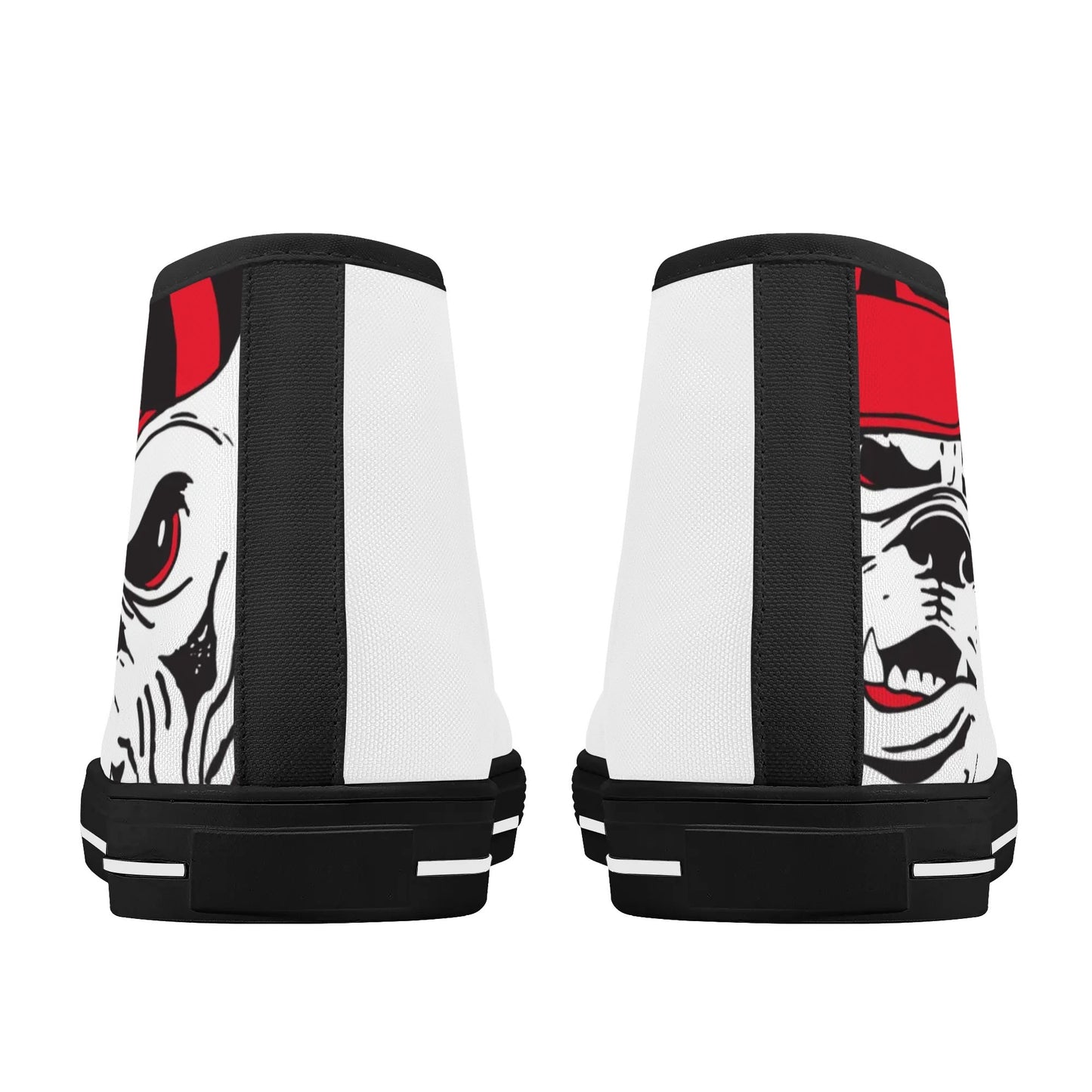 ANGRY BULLDOG/ WHITE with RED PLAID TONGUE Mens High Top Canvas Shoes