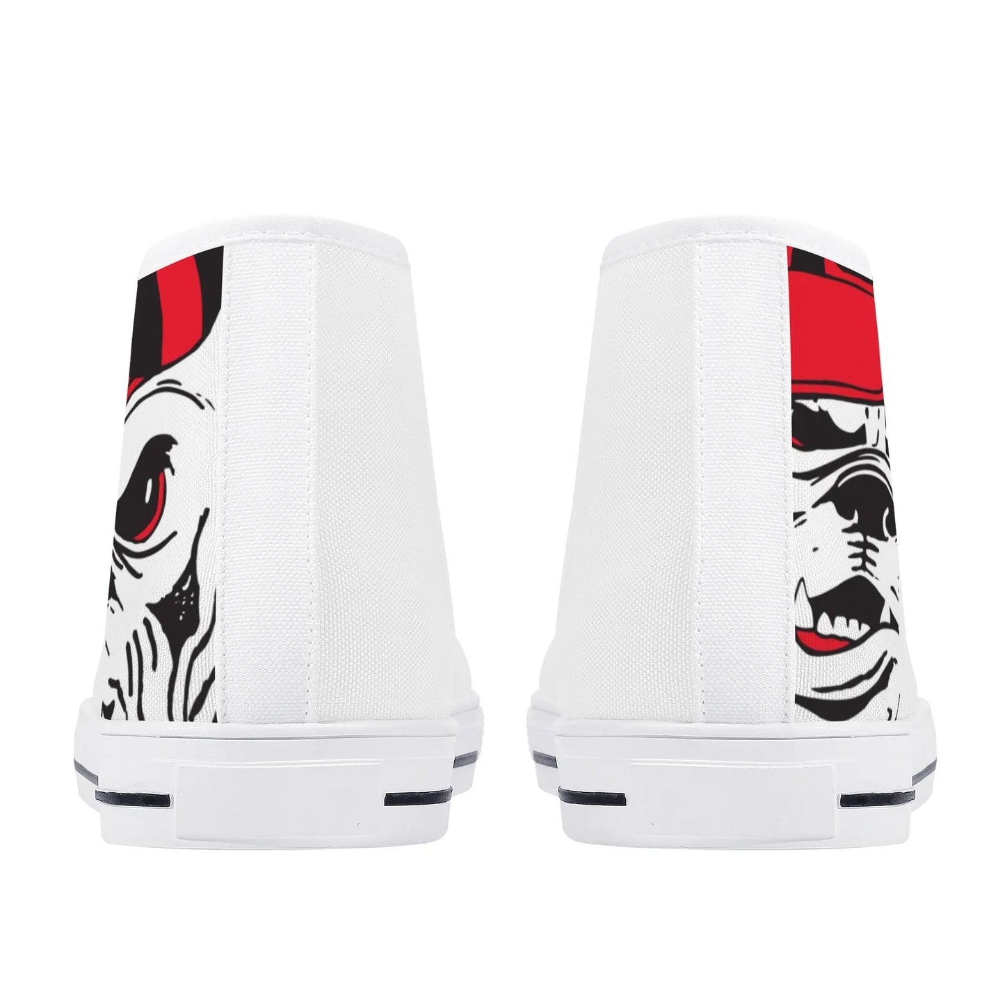 ANGRY BULLDOG/ WHITE with RED PLAID TONGUE Mens High Top Canvas Shoes