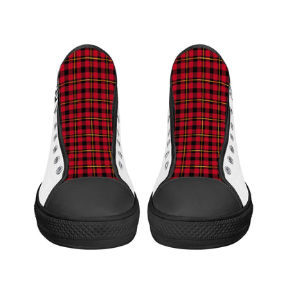 ANGRY BULLDOG/ WHITE with RED PLAID TONGUE Mens High Top Canvas Shoes