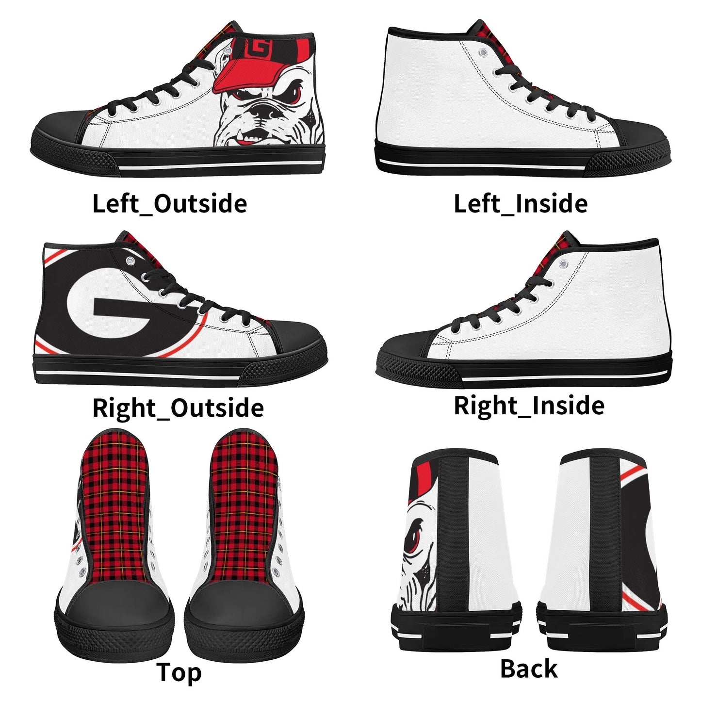 GA LOGO ANGRY BULLDOG - Mens High Top Canvas Shoes