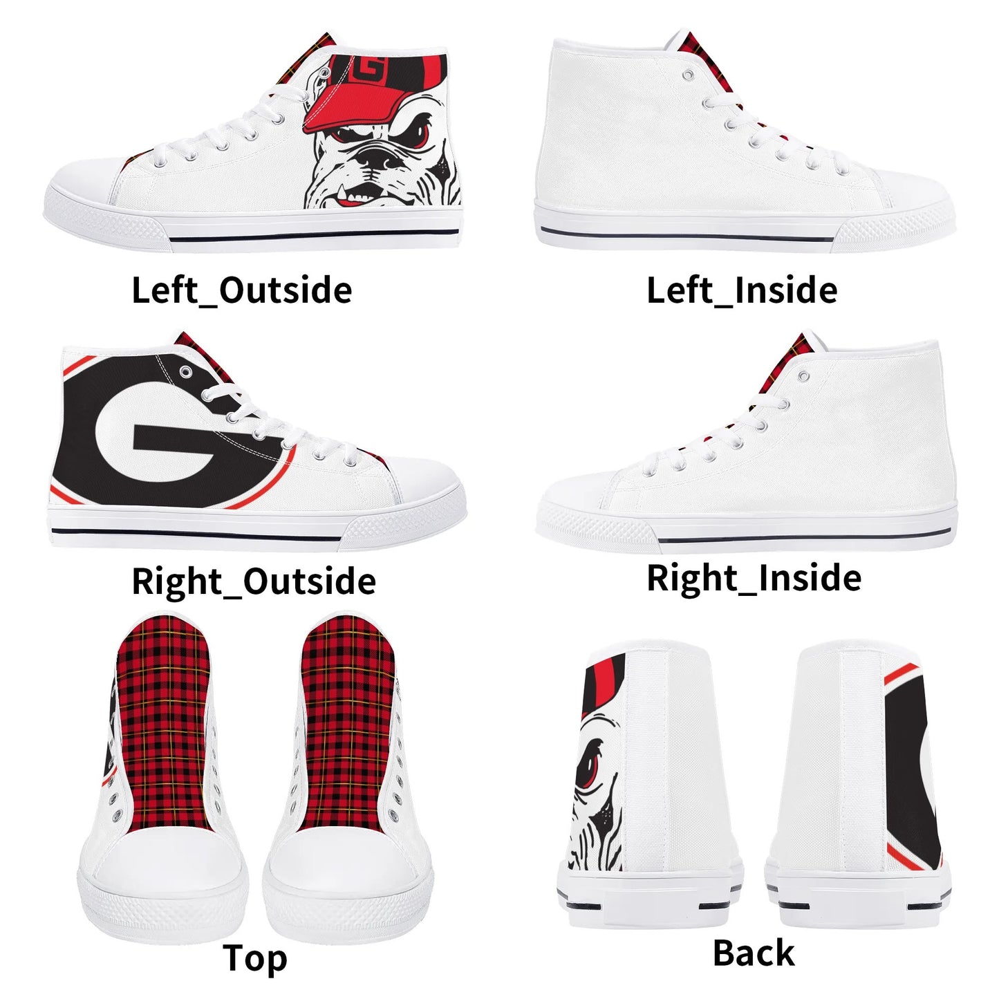 GA LOGO ANGRY BULLDOG - Mens High Top Canvas Shoes