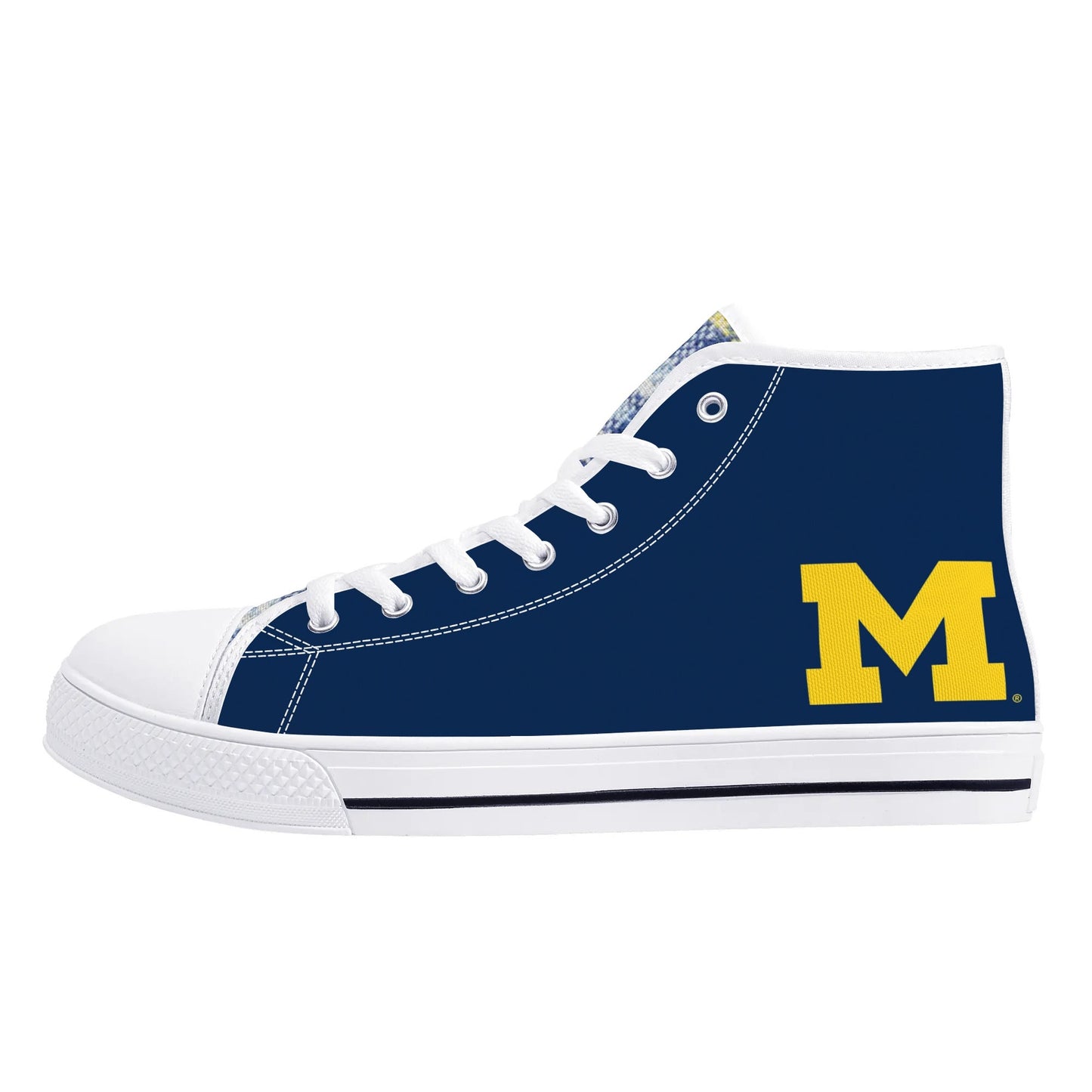 MICHIGAN Wolverines Mens High Top Canvas Shoes - Plaid Tongue