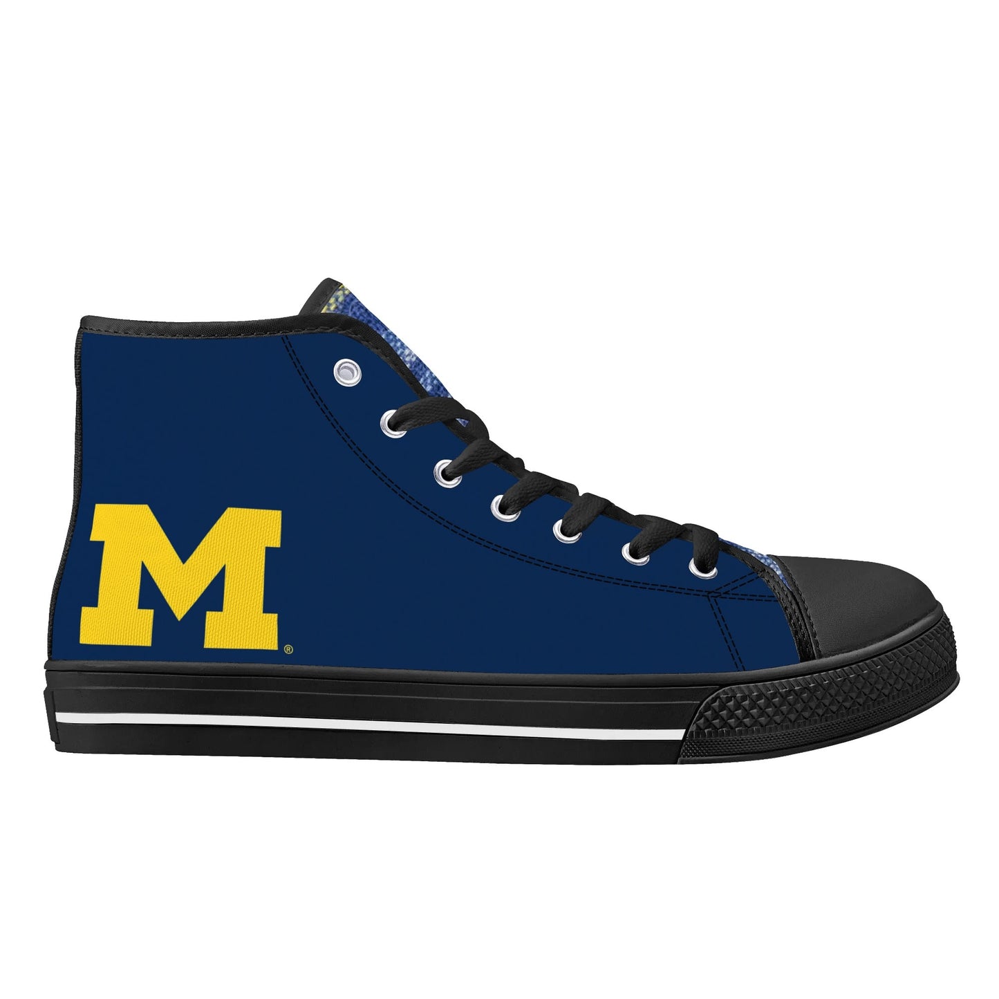 MICHIGAN Wolverines Mens High Top Canvas Shoes - Plaid Tongue