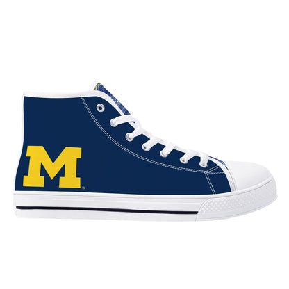 MICHIGAN Wolverines Mens High Top Canvas Shoes - Plaid Tongue