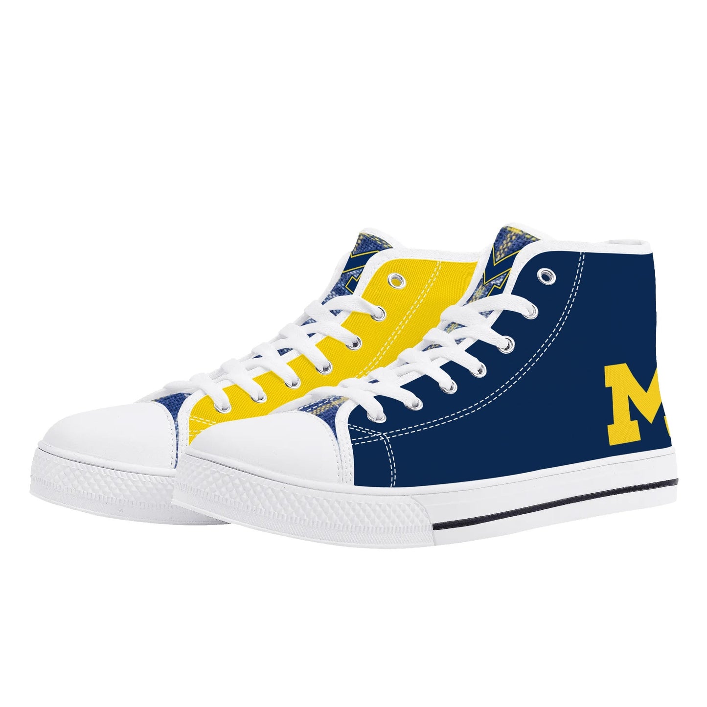 MICHIGAN Wolverines Mens High Top Canvas Shoes - Plaid Tongue