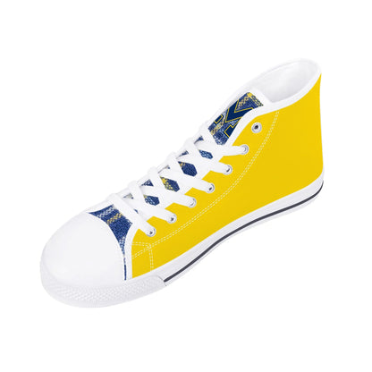 MICHIGAN Wolverines Mens High Top Canvas Shoes - Plaid Tongue