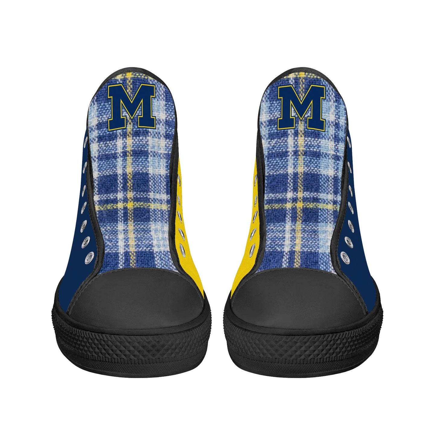 MICHIGAN Wolverines Mens High Top Canvas Shoes - Plaid Tongue