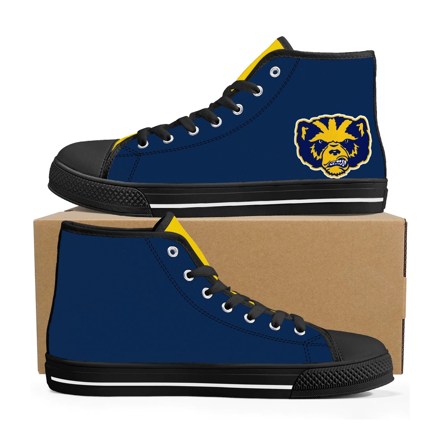 Michigan Wolverines - mini logo - Mens High Top Canvas Shoes