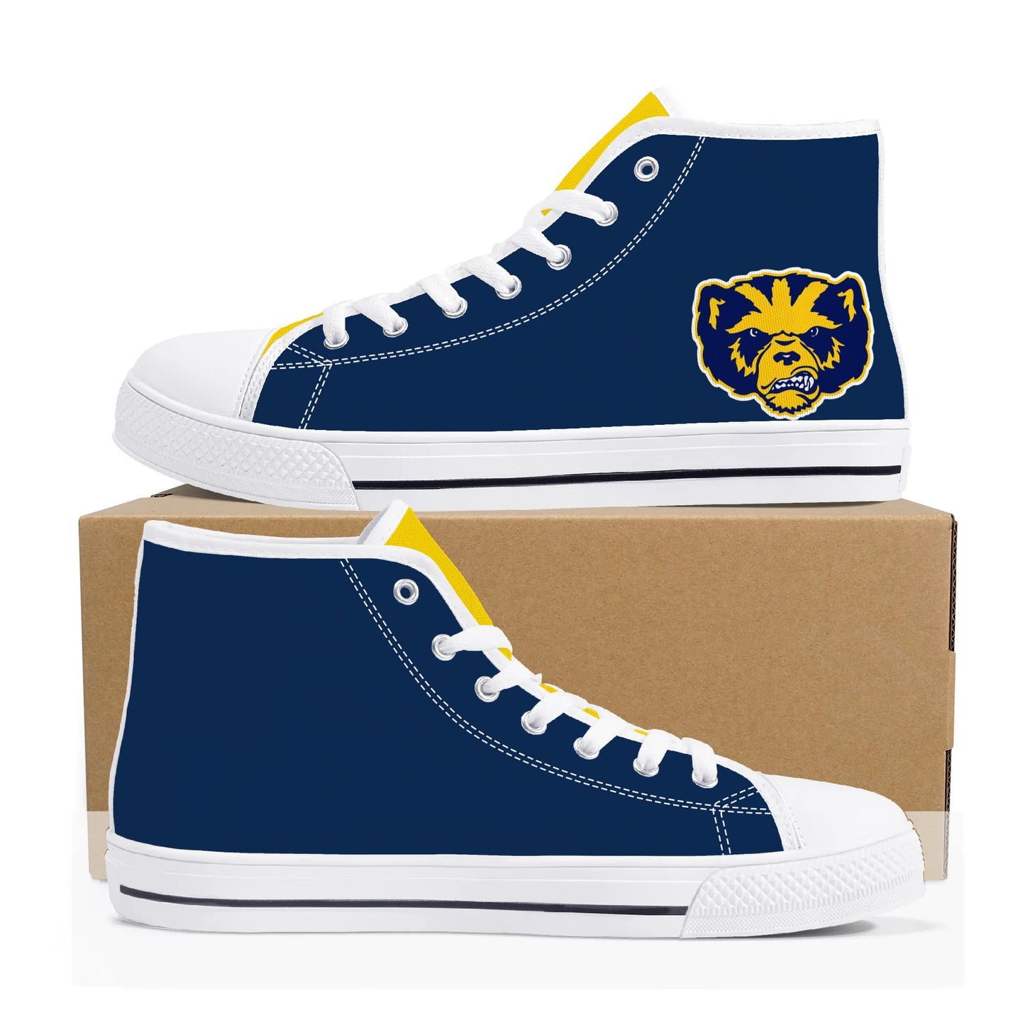 Michigan Wolverines - mini logo - Mens High Top Canvas Shoes