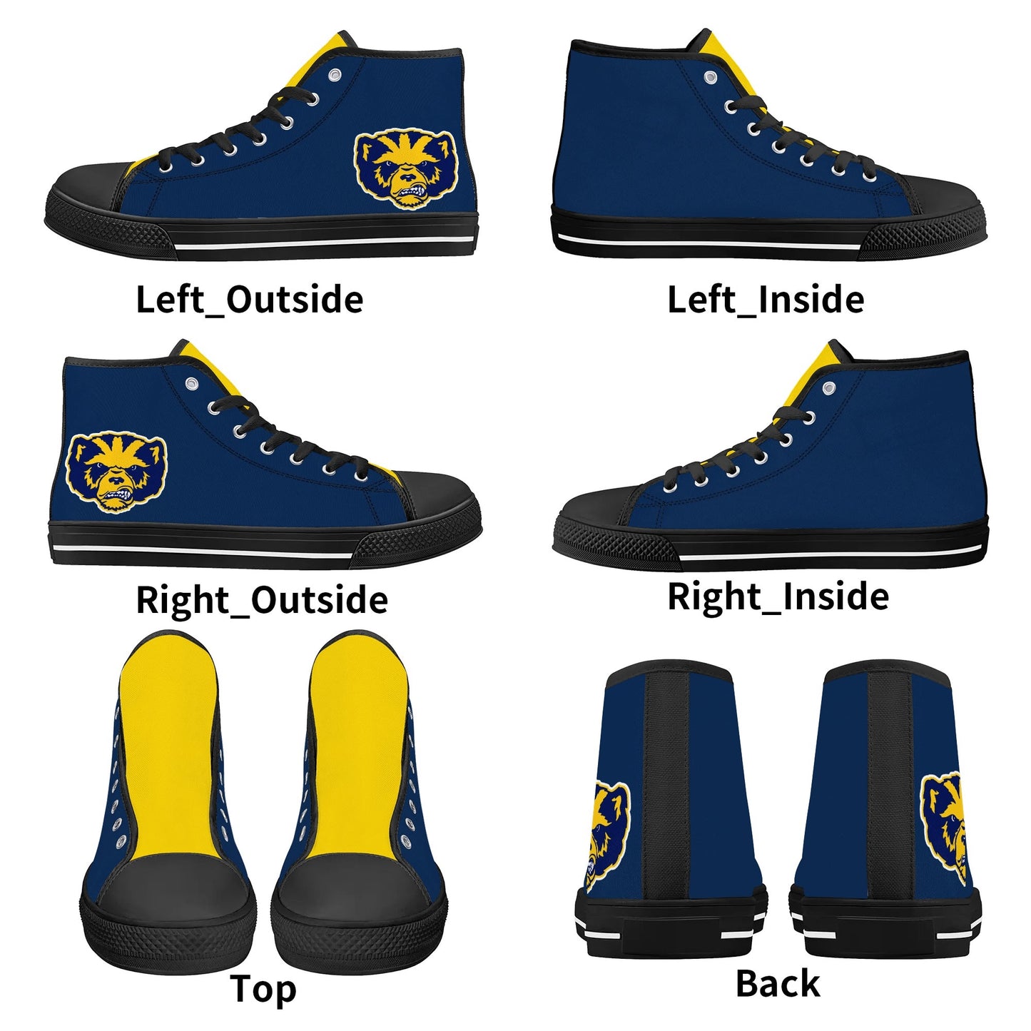 Michigan Wolverines - mini logo - Mens High Top Canvas Shoes