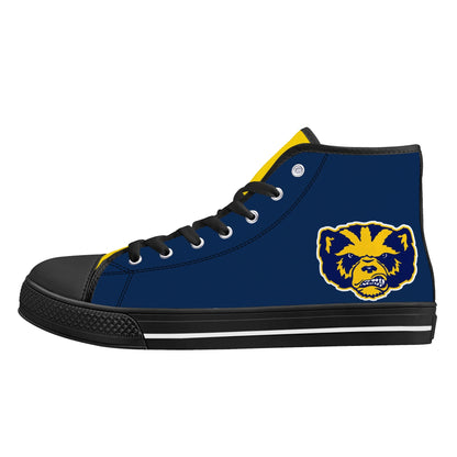 Michigan Wolverines - mini logo - Mens High Top Canvas Shoes