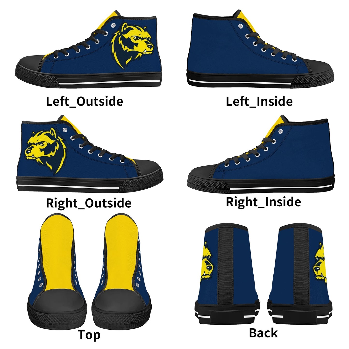 MICHIGAN WOLVERINES - Mens High Top Canvas Shoes - MICHIGAN YELLOW Tongue