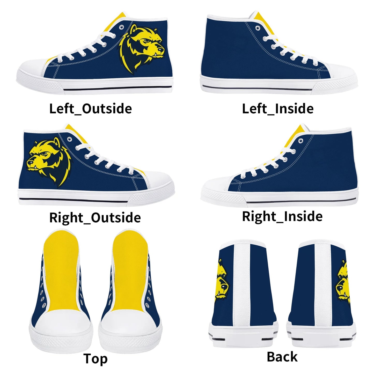 MICHIGAN WOLVERINES - Mens High Top Canvas Shoes - MICHIGAN YELLOW Tongue