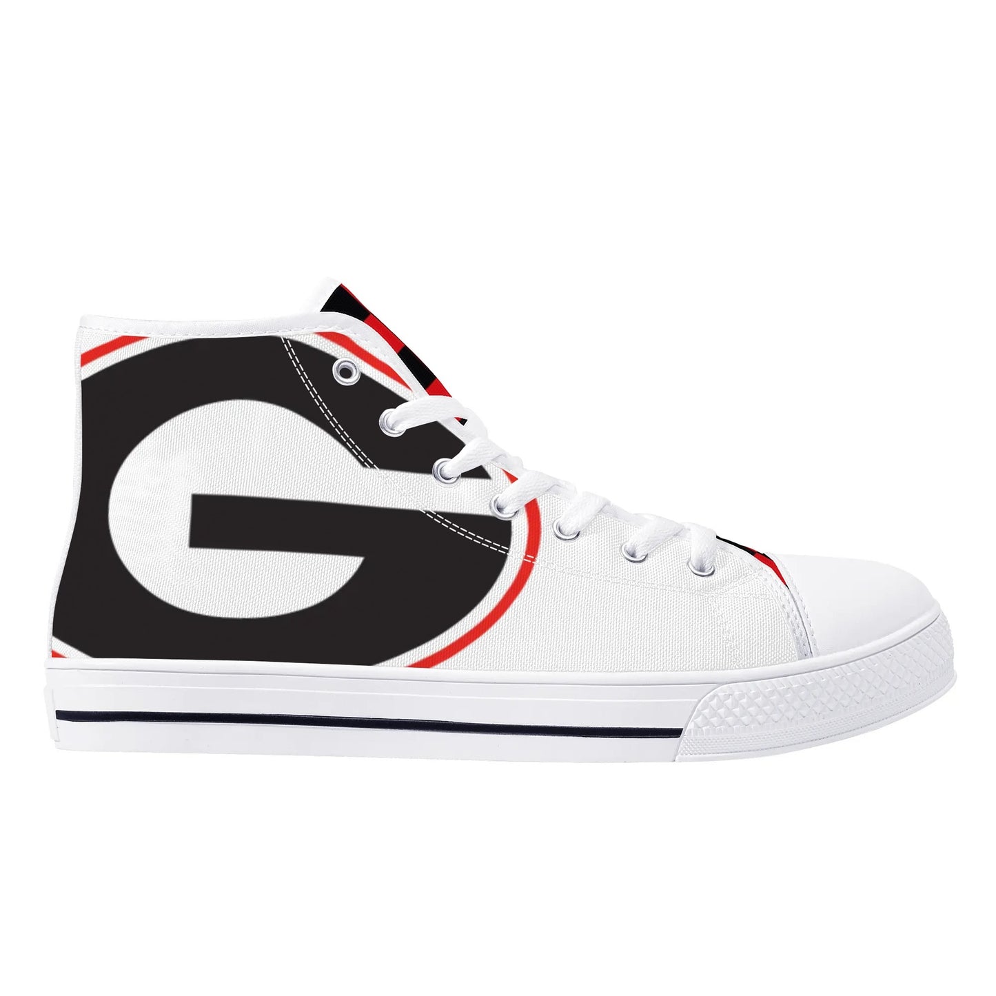 GA BLACKNRED CHECKERED - Mens High Top Canvas Shoes