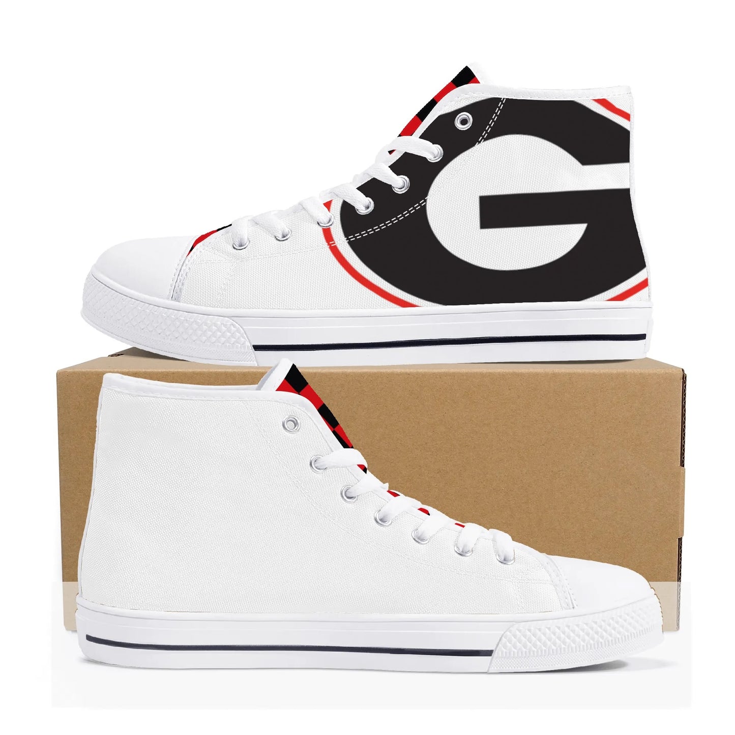 GA BLACKNRED CHECKERED - Mens High Top Canvas Shoes