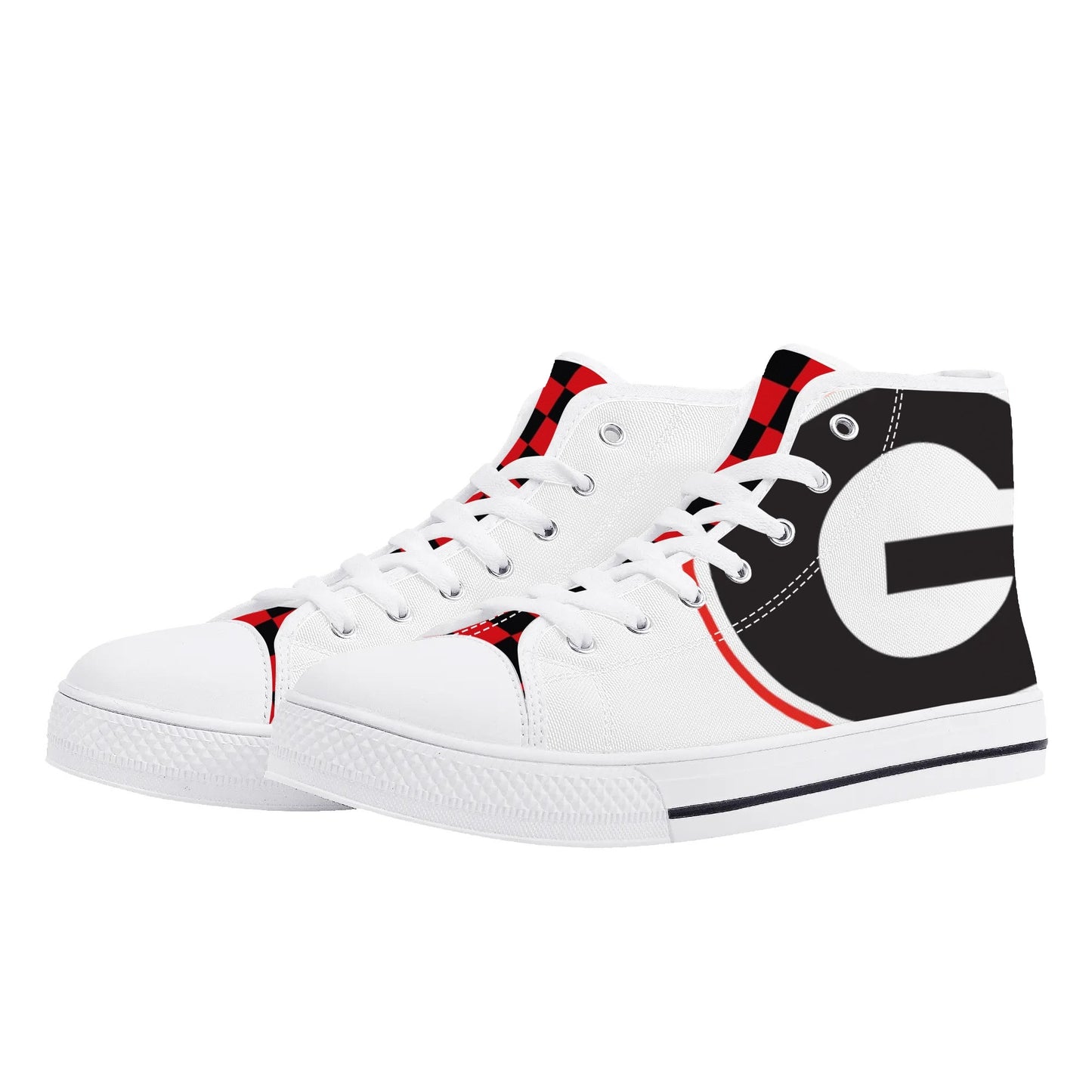 GA BLACKNRED CHECKERED - Mens High Top Canvas Shoes