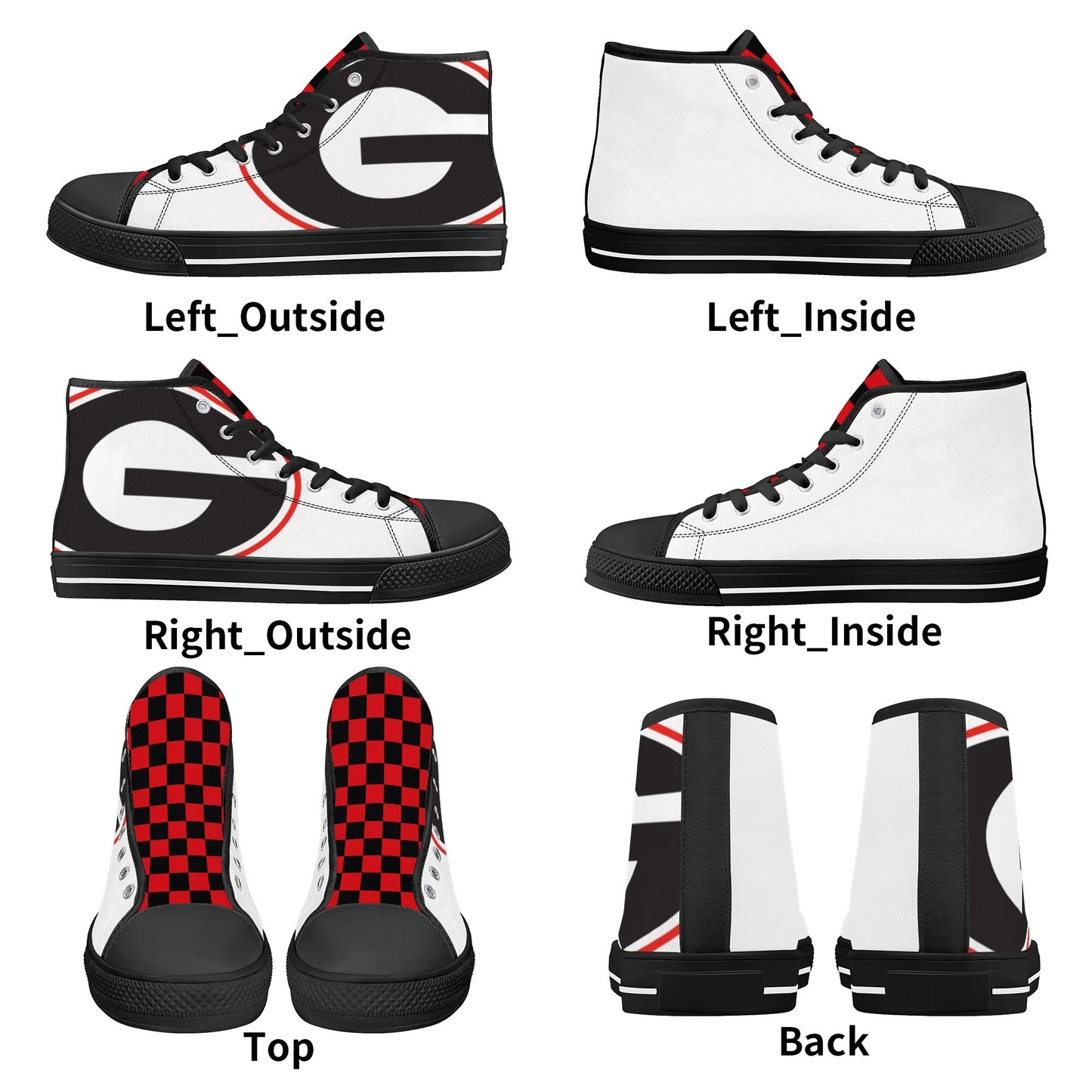 GA BLACKNRED CHECKERED - Mens High Top Canvas Shoes