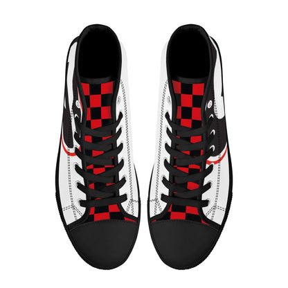 GA BLACKNRED CHECKERED - Mens High Top Canvas Shoes