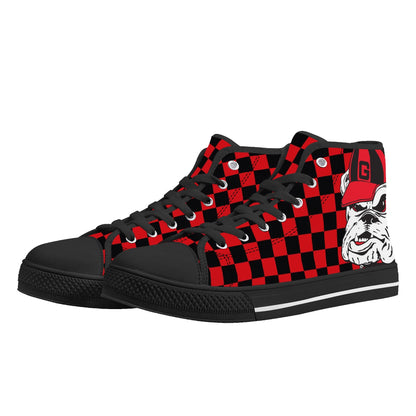 UGA CHECK DAT BULLDOG! - Mens High Top Canvas Shoes