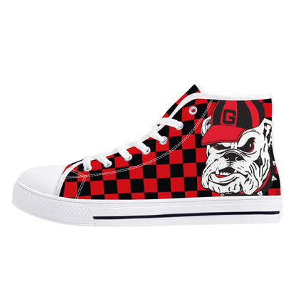 UGA CHECK DAT BULLDOG! - Mens High Top Canvas Shoes