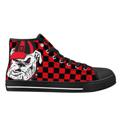 UGA CHECK DAT BULLDOG! - Mens High Top Canvas Shoes