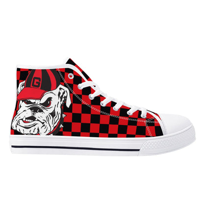 UGA CHECK DAT BULLDOG! - Mens High Top Canvas Shoes