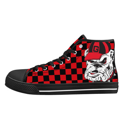 UGA CHECK DAT BULLDOG! - Mens High Top Canvas Shoes