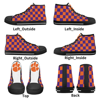 Clemson Tigers - Mens High Top Canvas Shoes - Clemson Logo Tongue