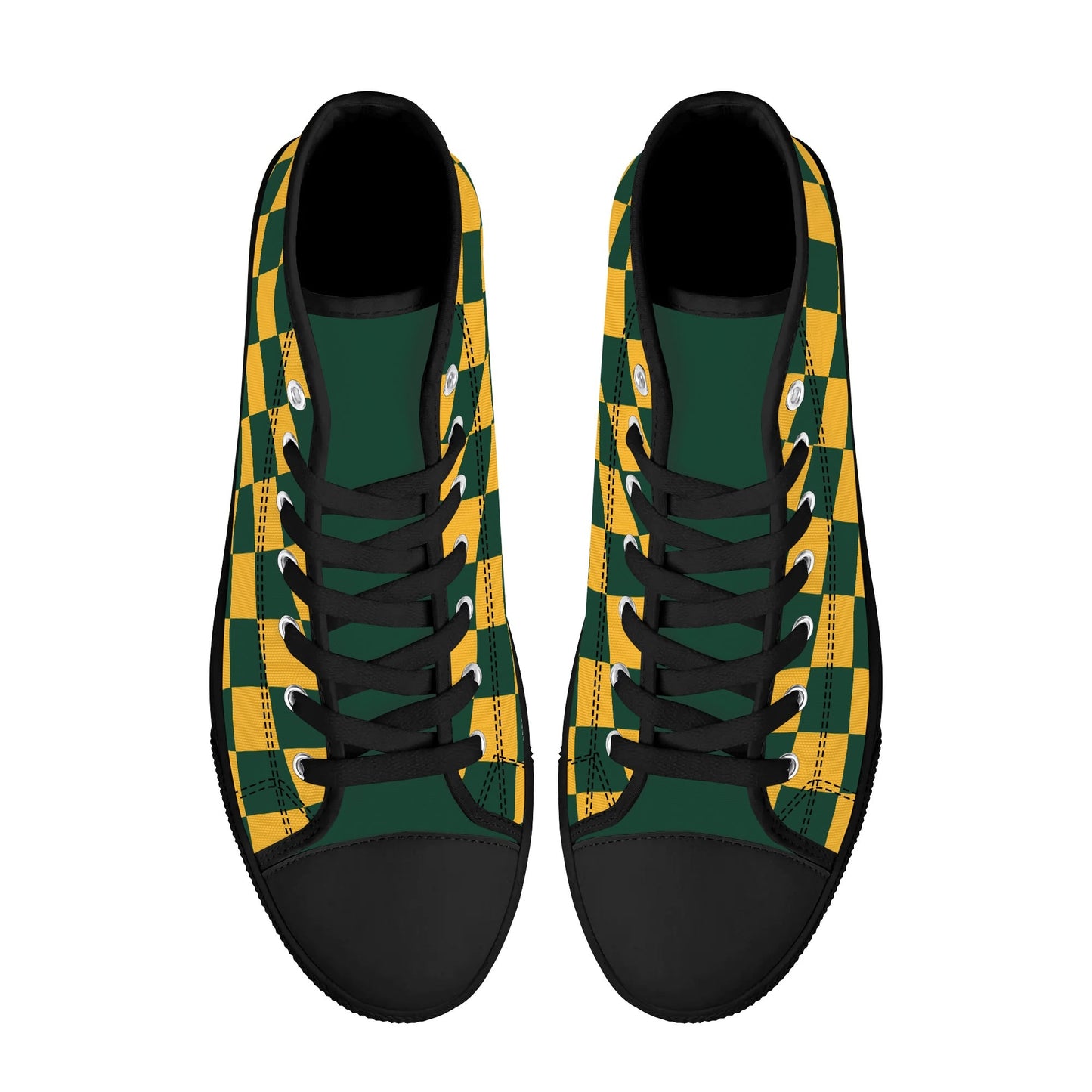 GreenBay Packers Checkered Pattern - NO LOGO - Mens High Top Canvas Shoes