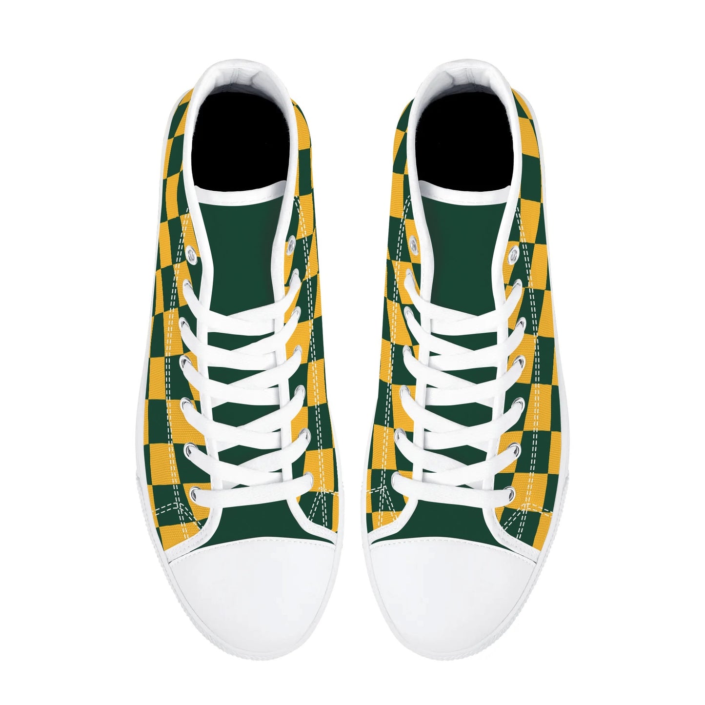 GreenBay Packers Checkered Pattern - NO LOGO - Mens High Top Canvas Shoes