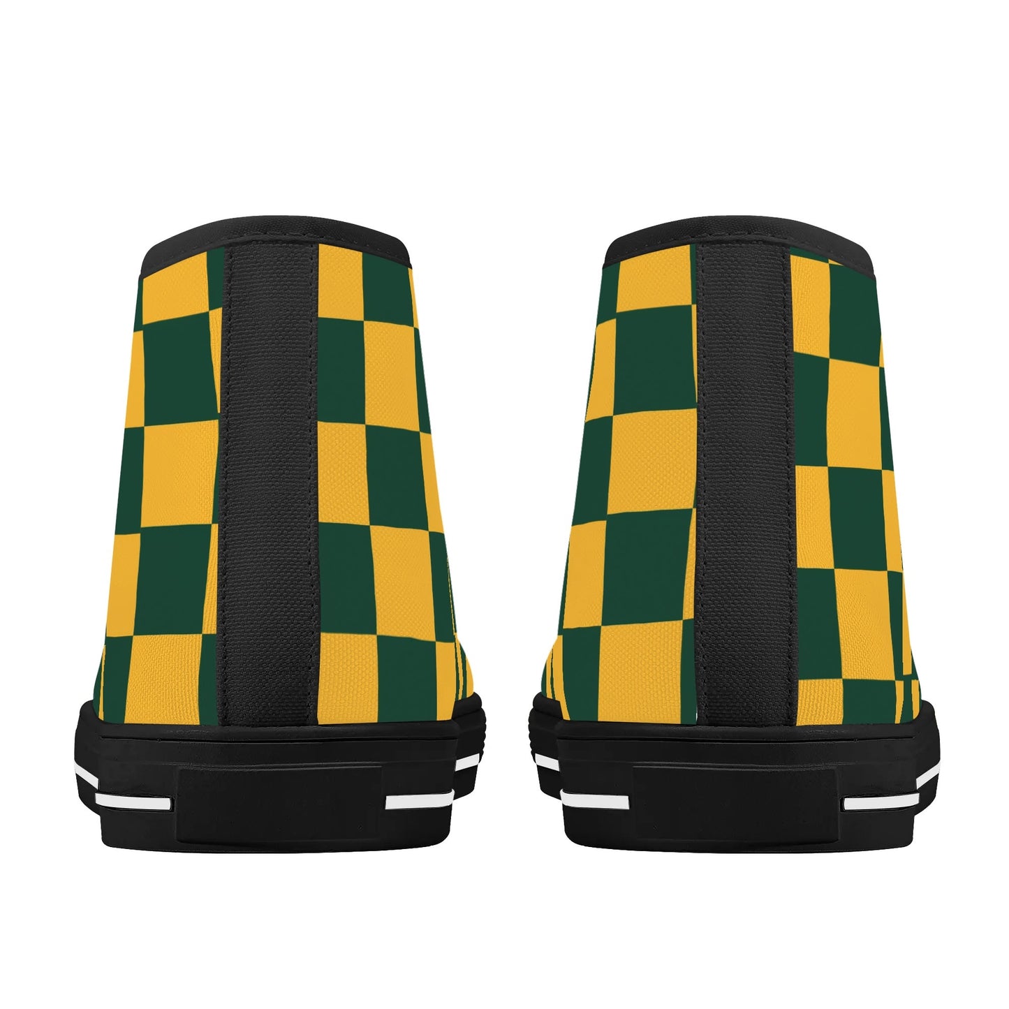 GreenBay Packers Checkered Pattern - NO LOGO - Mens High Top Canvas Shoes