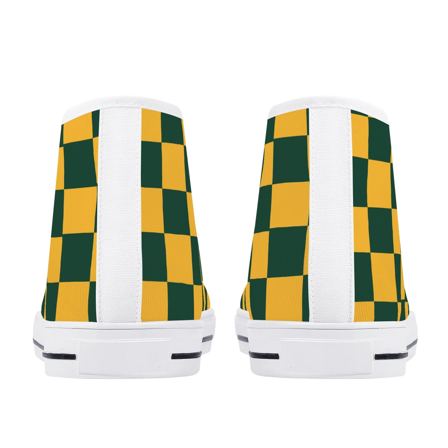 GreenBay Packers Checkered Pattern - NO LOGO - Mens High Top Canvas Shoes