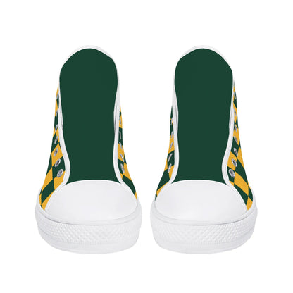 GreenBay Packers Checkered Pattern - NO LOGO - Mens High Top Canvas Shoes