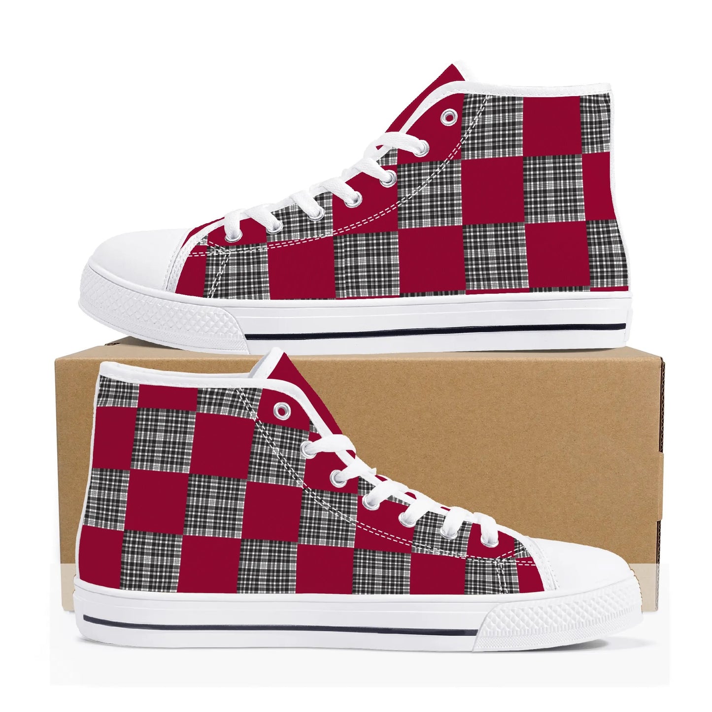 University of South Carolina - Checkered Pattern - Mens High Top Canvas Shoes