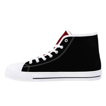 USC Gamecocks - BLACK AND GARNET Mens High Top Canvas Shoes - Gamecock Logo Tongue