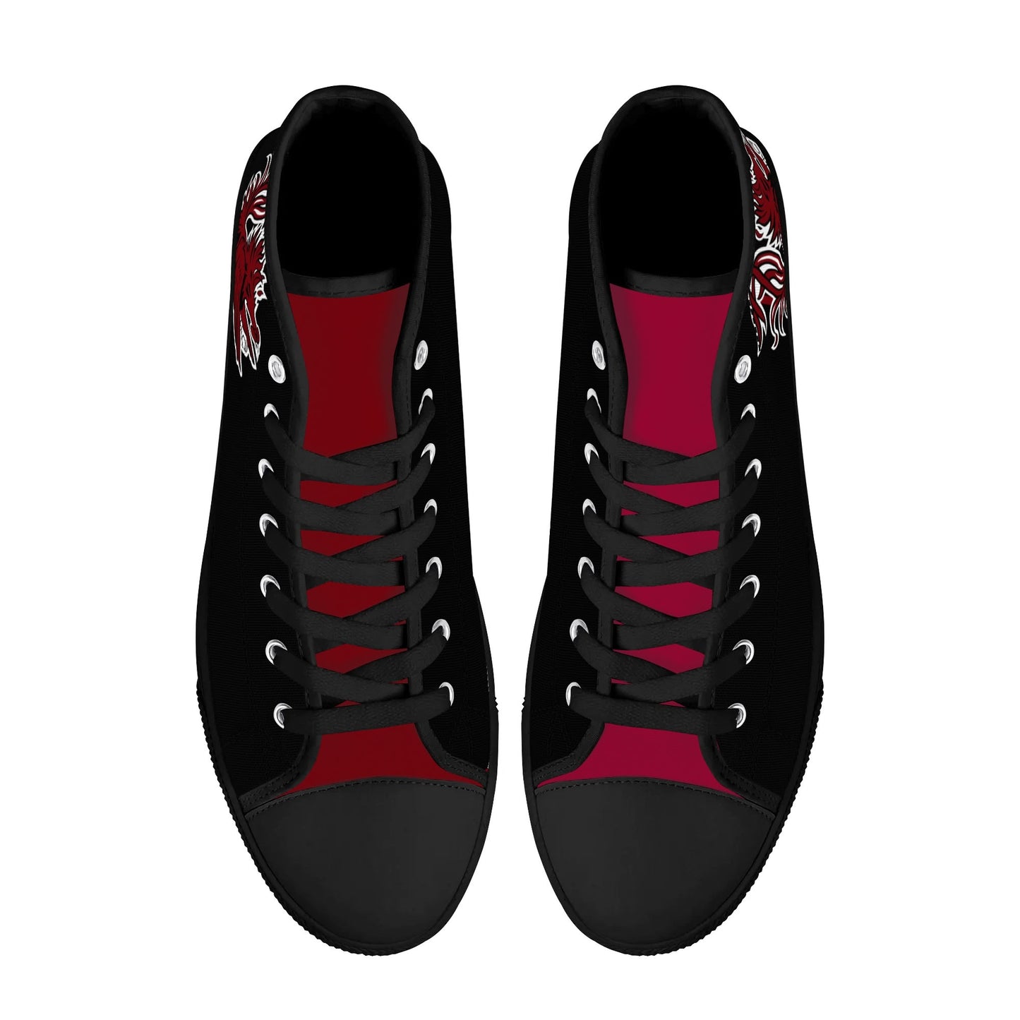 USC Gamecocks - BLACK AND GARNET Mens High Top Canvas Shoes - Gamecock Logo Tongue