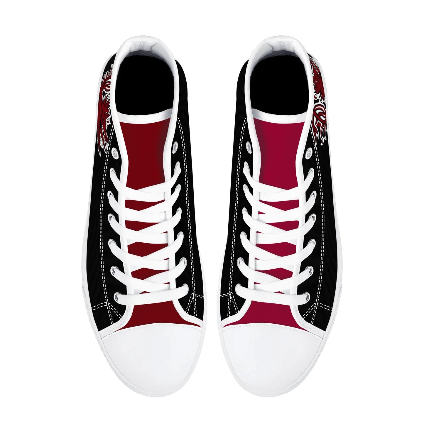 USC Gamecocks - BLACK AND GARNET Mens High Top Canvas Shoes - Gamecock Logo Tongue