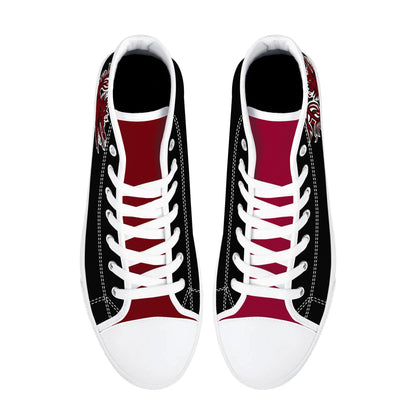 USC Gamecocks - BLACK AND GARNET Mens High Top Canvas Shoes - Gamecock Logo Tongue