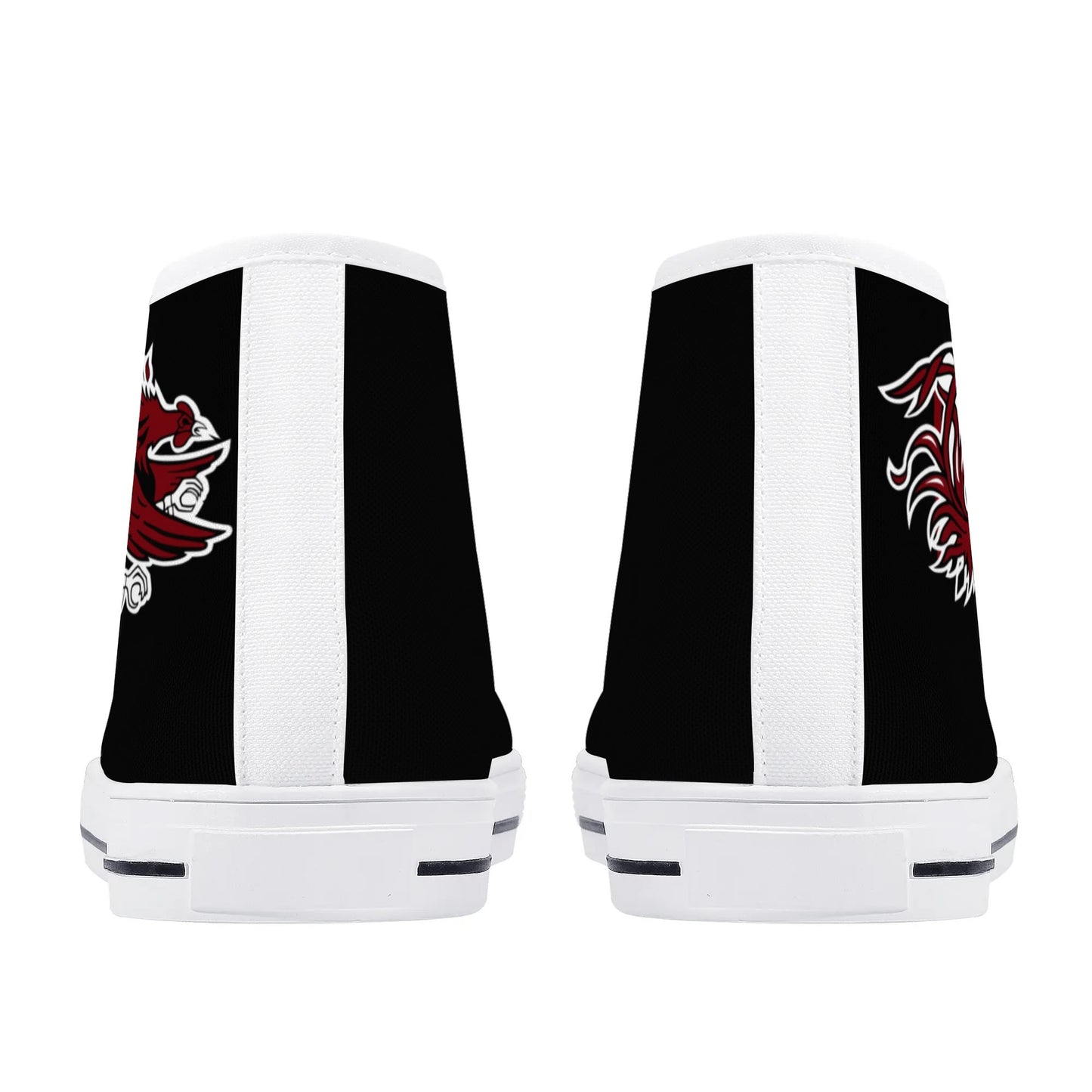 USC Gamecocks - BLACK AND GARNET Mens High Top Canvas Shoes - Gamecock Logo Tongue