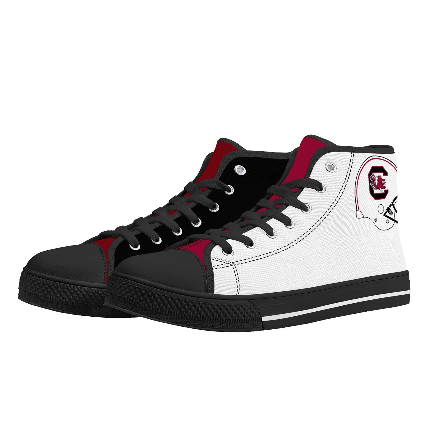 Univeristy of South Carolina Gamecocks - Mens High Top Canvas Shoes - UofSC Helmet Tongue