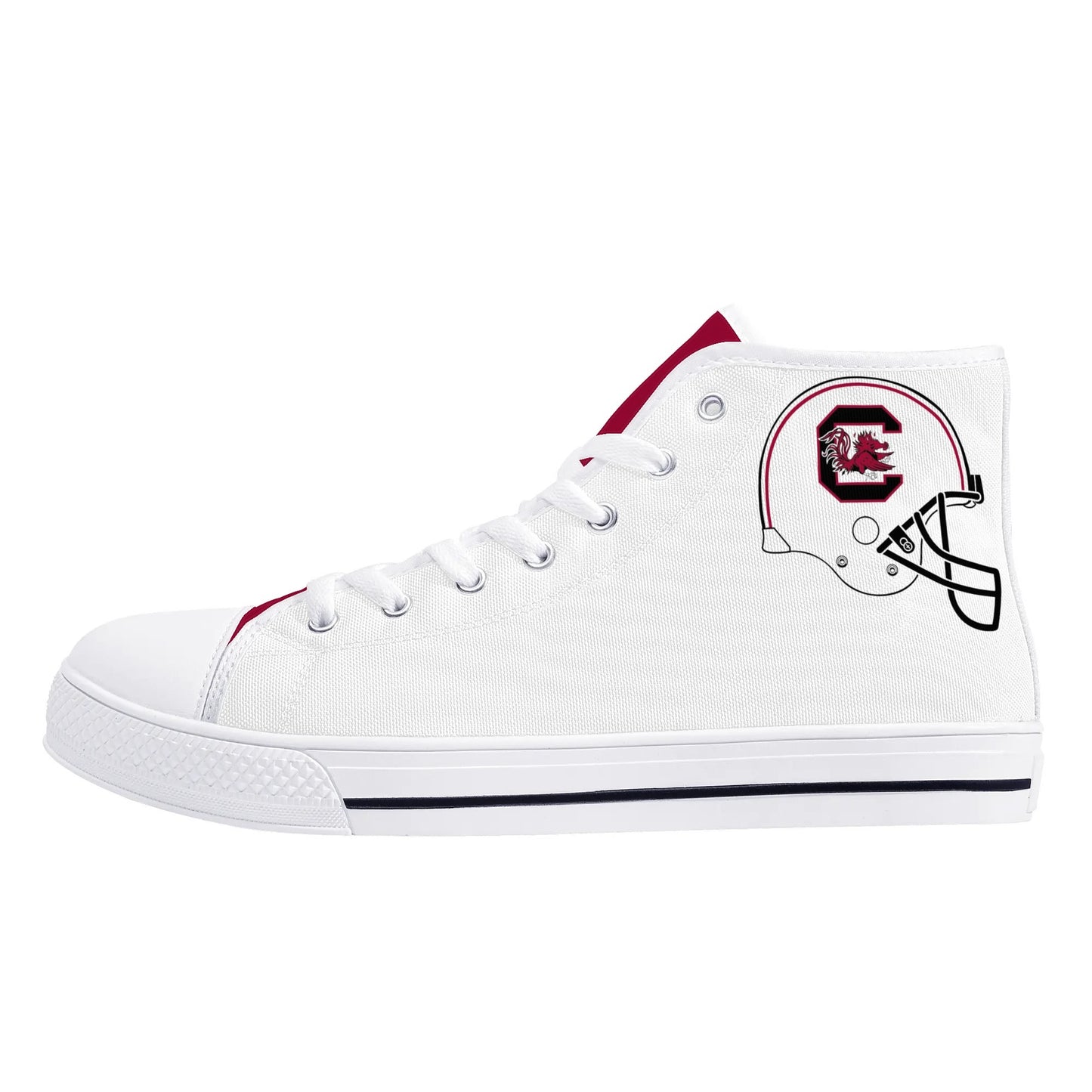 Univeristy of South Carolina Gamecocks - Mens High Top Canvas Shoes - UofSC Helmet Tongue