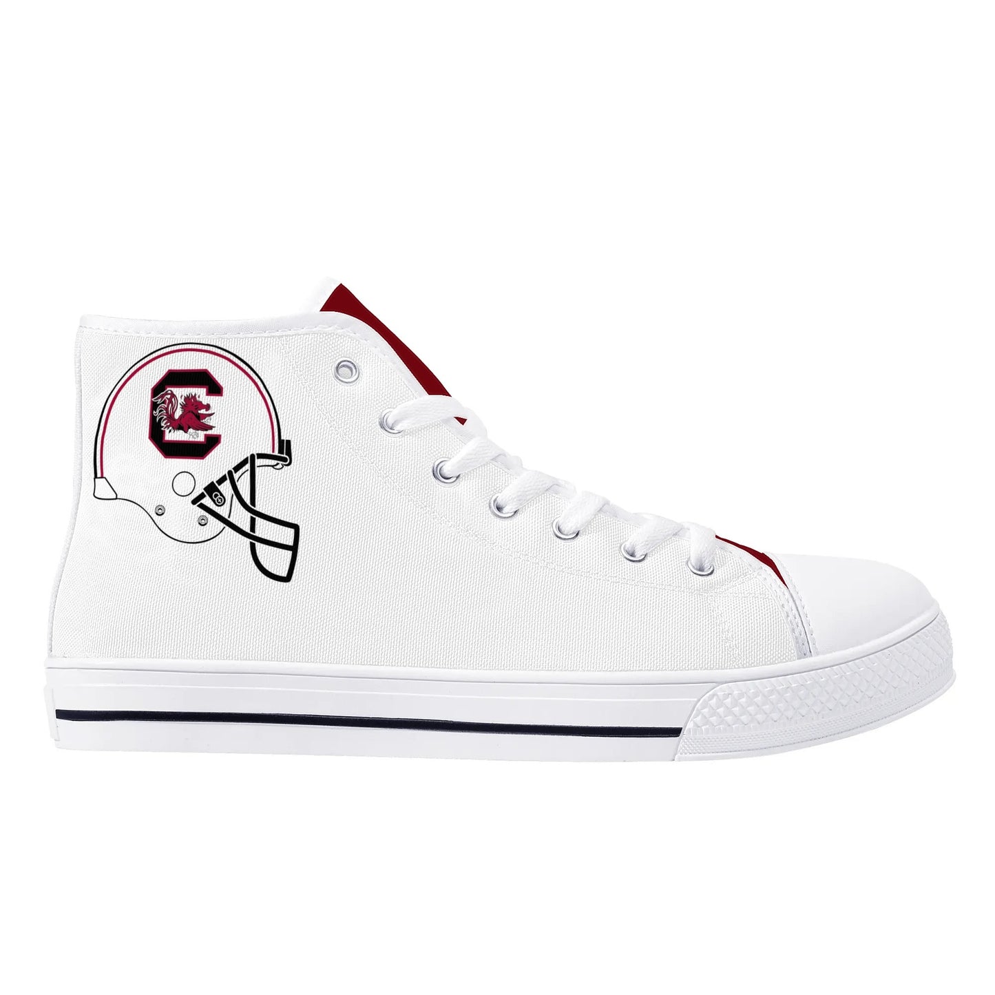 Univeristy of South Carolina Gamecocks - Mens High Top Canvas Shoes - UofSC Helmet Tongue