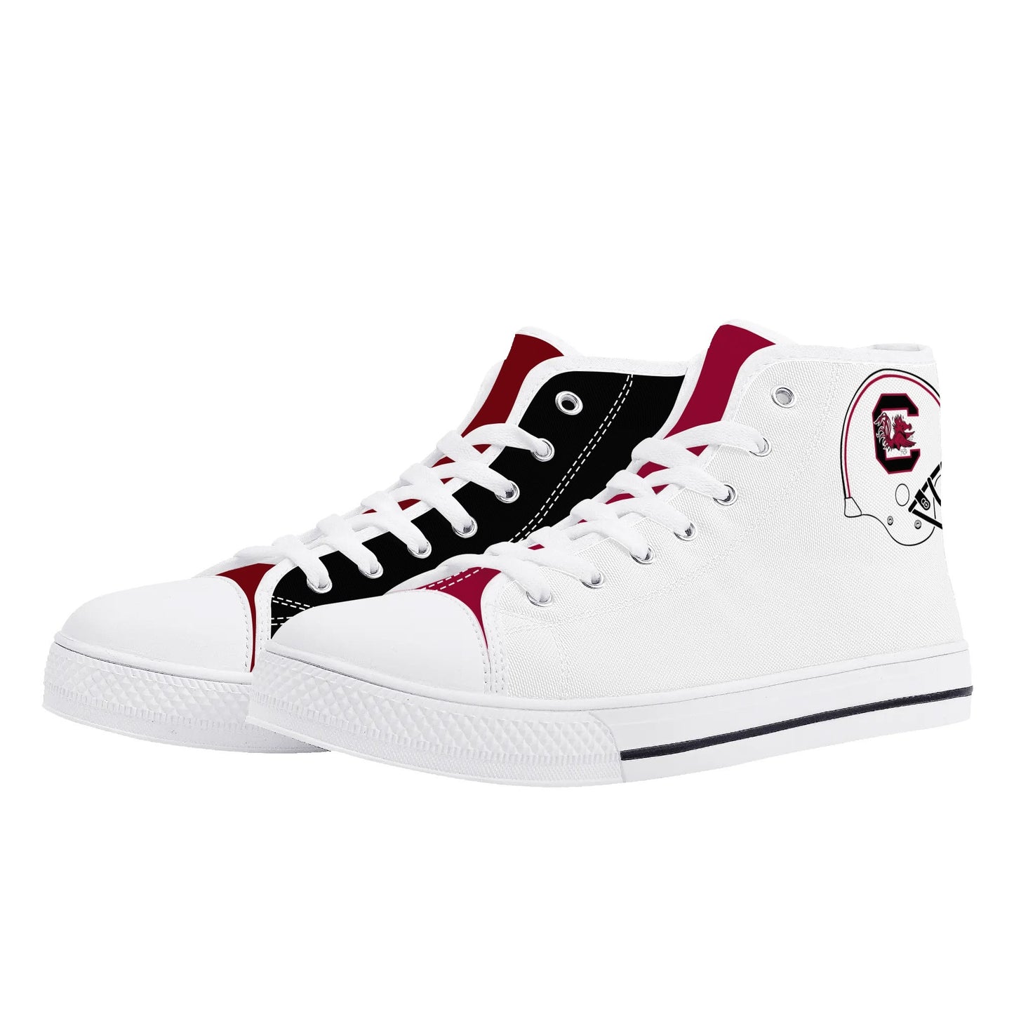 Univeristy of South Carolina Gamecocks - Mens High Top Canvas Shoes - UofSC Helmet Tongue