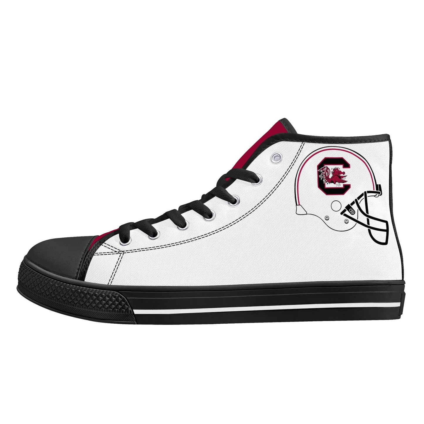 Univeristy of South Carolina Gamecocks - Mens High Top Canvas Shoes - UofSC Helmet Tongue