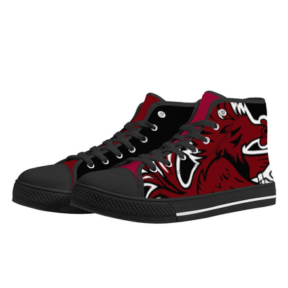 University of South Carolina Gamecocks - Massive Logo / Black - Mens High Top Canvas Shoes - Garnet Tongue